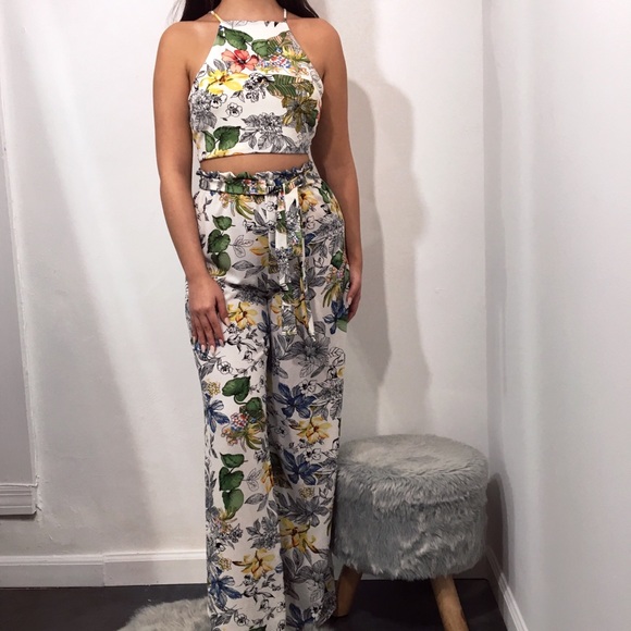 🚨SALE🚨 ONE LEFT Lauren Tropical Belted Pant Set - Picture 2 of 6